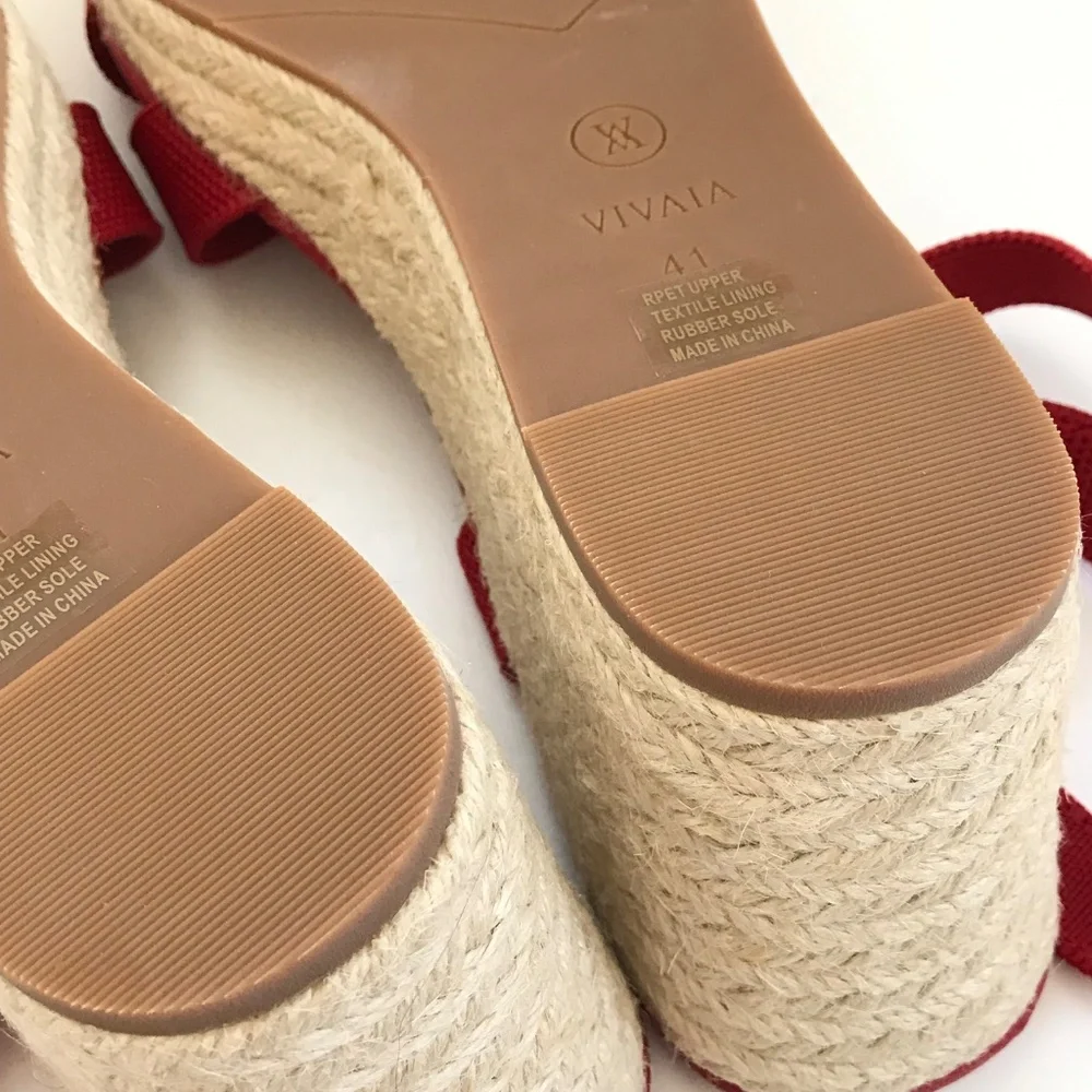 VIVAIA Wedge Sandals Espadrille Sally Sandals Red Women’s Size 9.5
